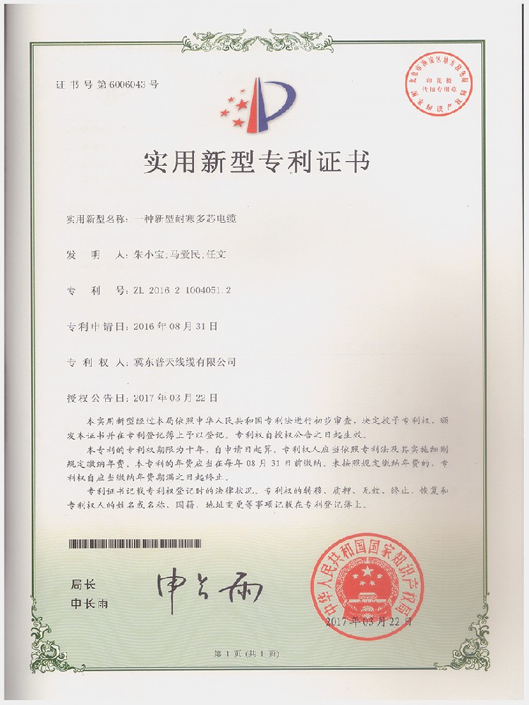 一种新型耐寒多芯电缆