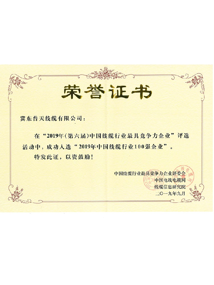 2019年百强企业